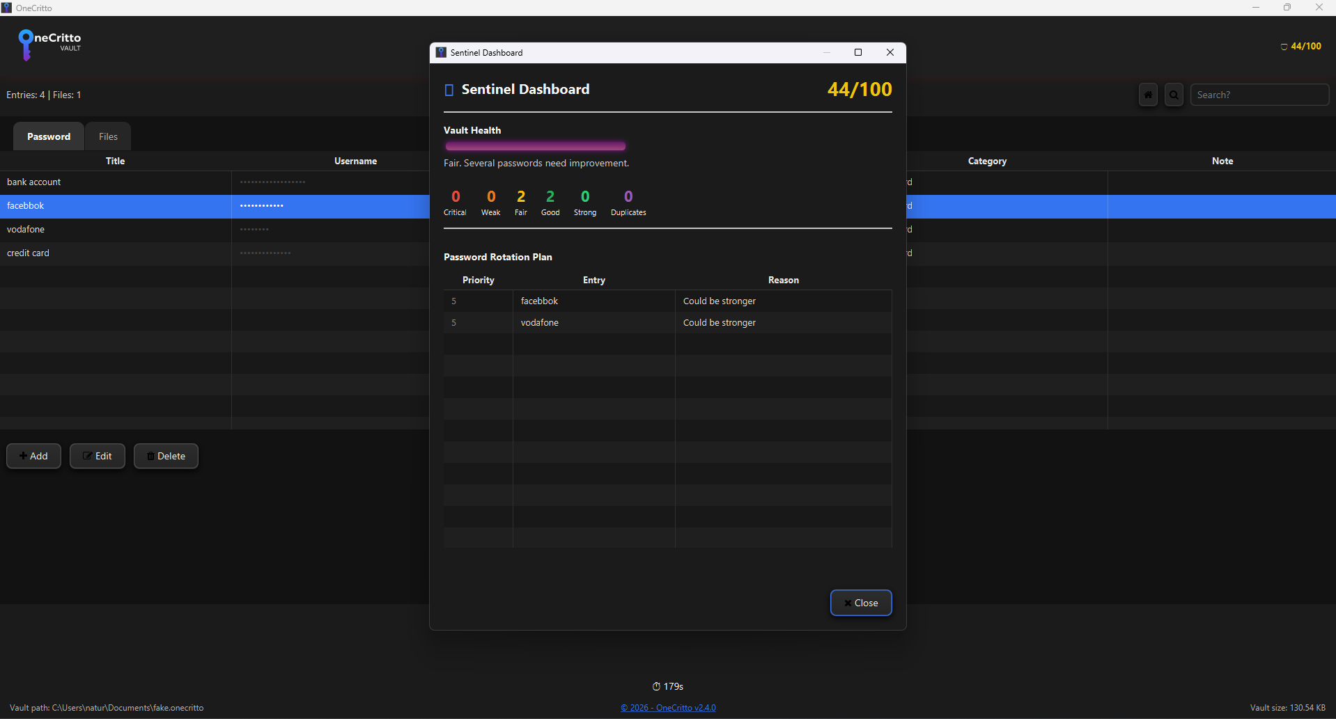 Schermata principale di OneCritto