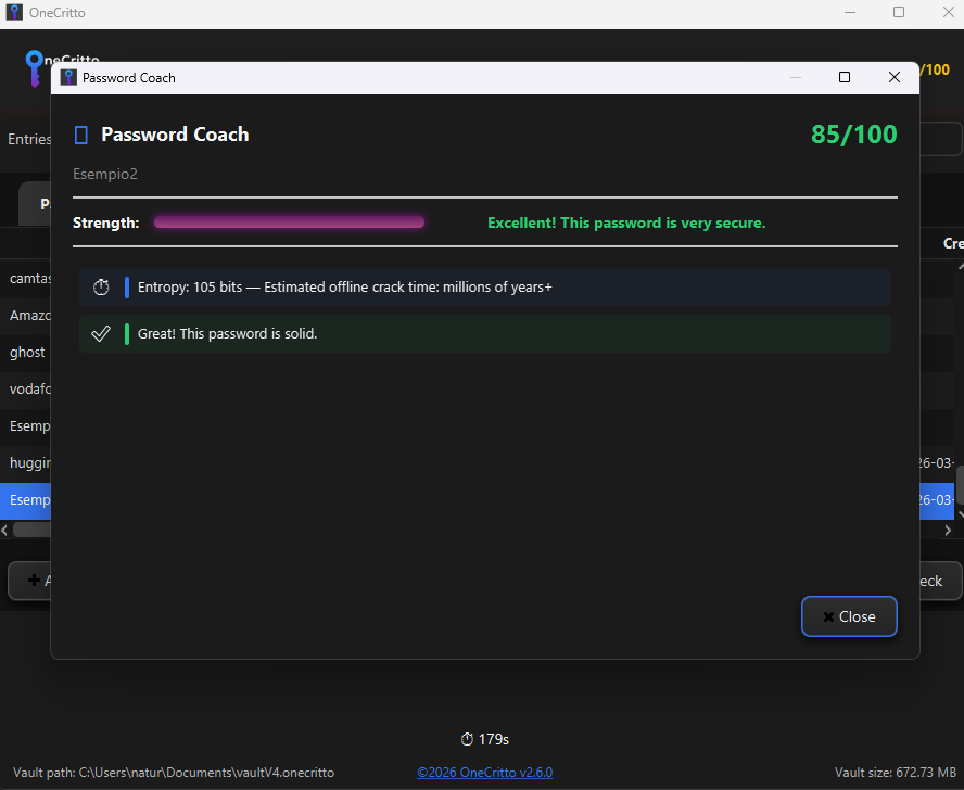 Password Coach OneCritto — suggerimenti di sicurezza personalizzati